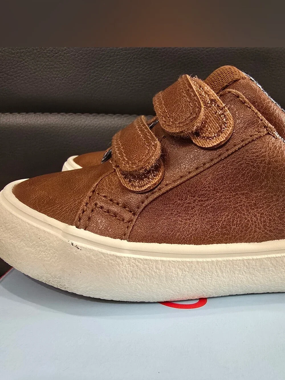 Cat & Jack Toddler Kids Boys Brown Casual Sneakers With Double Velcro Size 6T